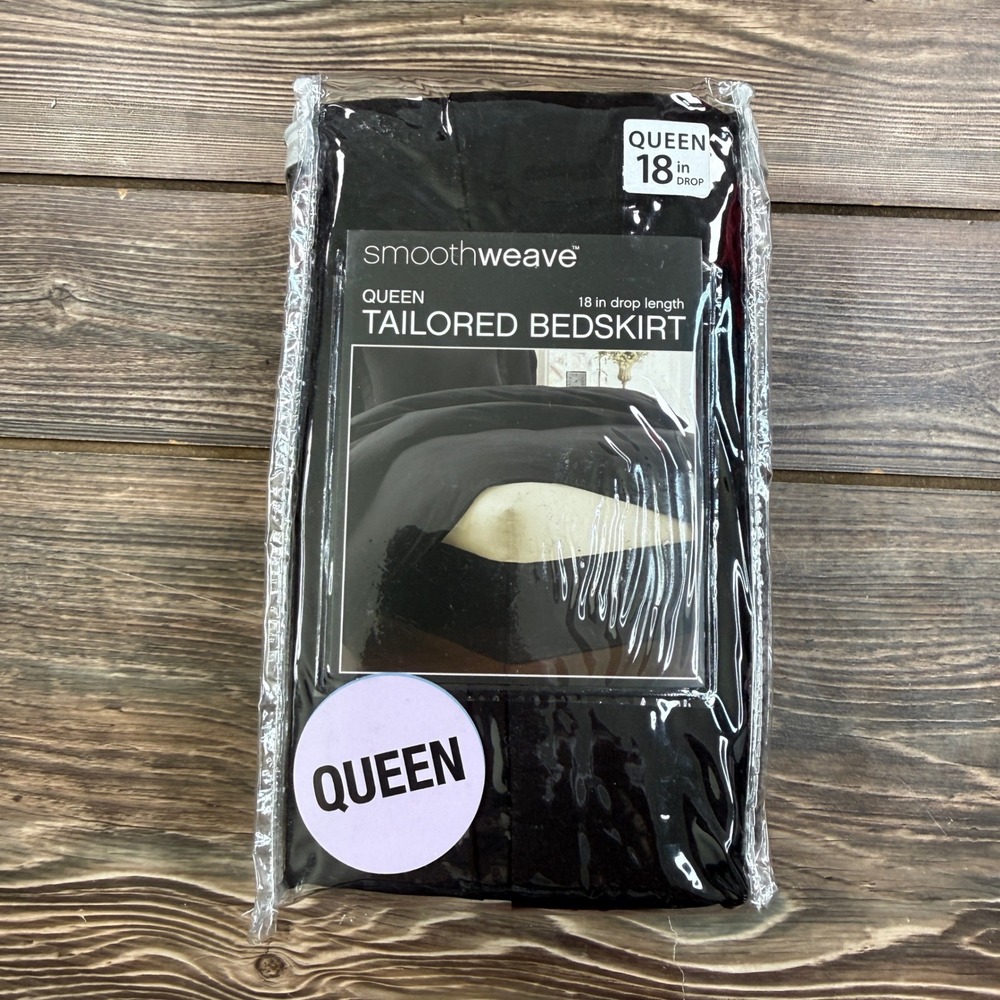Smoothweave Queen Bedskirt Black 18in Drop Tailored BBB24118BLAC03 New